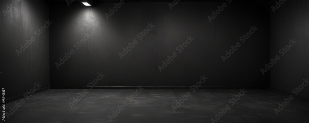 A dimly lit, empty room with a single light source illuminating the center, casting a shadow on the floor. A dimly lit, empty room with a single light source illuminating the center, casting a shadow on the floor.