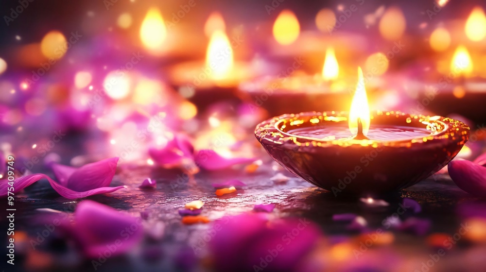 A serene display of illuminated candles surrounded by petals, creating a tranquil and warm atmosphere for relaxation and reflection. A serene display of illuminated candles surrounded by petals, creating a tranquil and warm atmosphere for relaxation and reflection.
