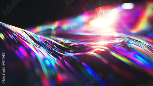 Abstract rainbow black background design, 3d rendering