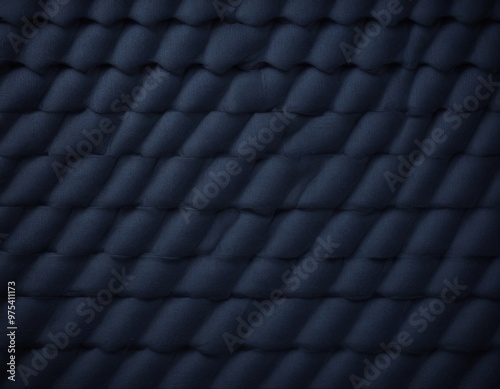 a close-up view of a dark blue fabric with a textured, ribbed pattern.