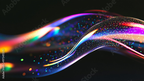 Abstract rainbow black background design, 3d rendering