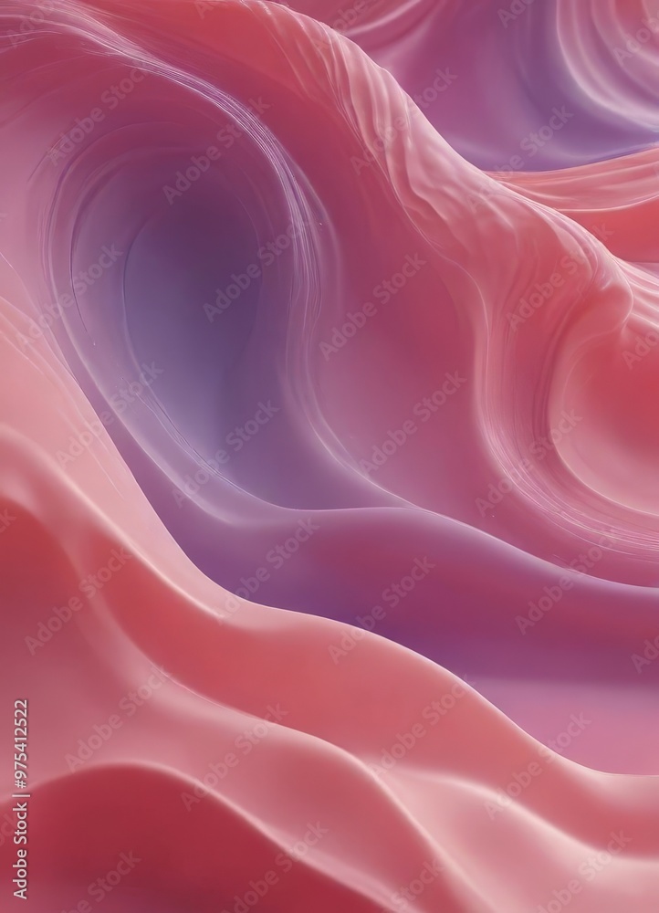 Fototapeta premium a close-up view of a fluid, abstract pattern composed of pink and purple hues, with a gradient effect transitioning from a deep purple at the top to a lighter pink at the bottom.