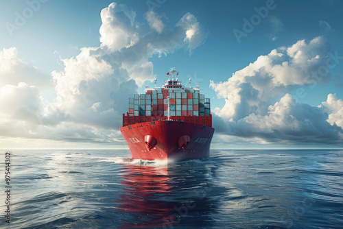 Large container ships sailing at sea