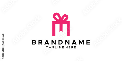 a graphic image with M gift theme, white background. vector graphic base.