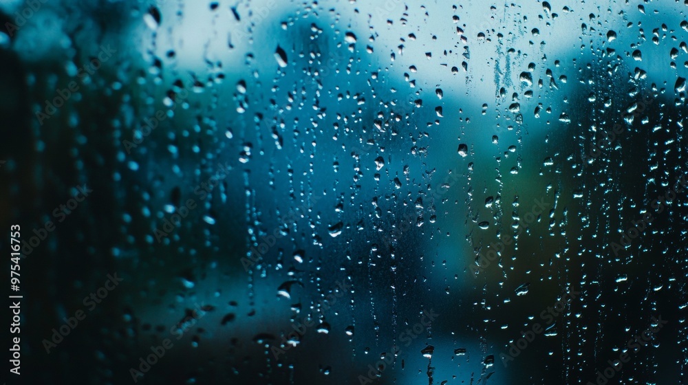 Rain Drops on Window Glass. Close-Up on a Rainy Day Rain Drops on Window Glass. Close-Up on a Rainy Day