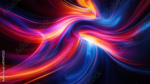 Colorful Digital Vortex, vibrant streaks of light twist and bend, creating an abstract representation of energy in a captivating, dynamic display of color and movement