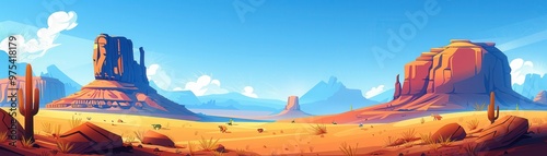 A desert landscape with mountains in the background