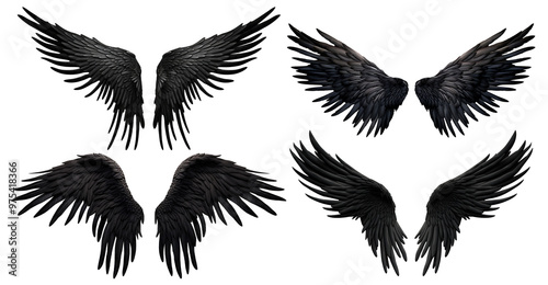 Set of black wings, cut out