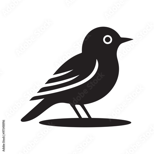 Simple cute shape of a bird sitting on a stick  logo icon , symble , had , clip art  silhouette vector isolated on white background