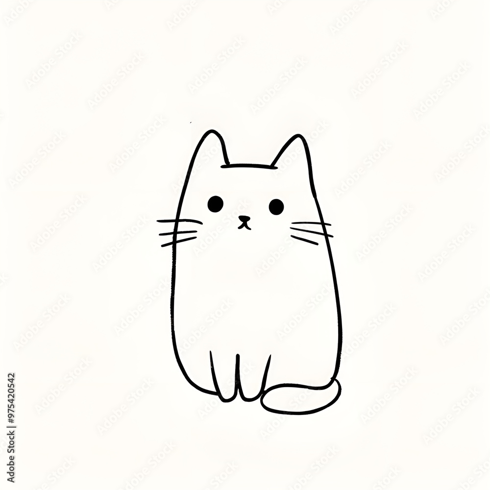 Obraz premium A simple cartoon doodle of a cat, Generative AI
