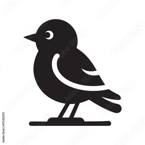 Simple cute shape of a bird sitting on a stick  logo icon , symble , had , clip art  silhouette vector isolated on white background