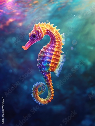 Colorful seahorse in ocean