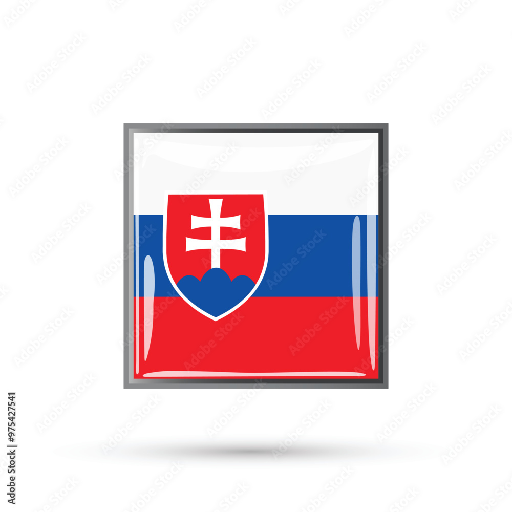 slovakia national official flag square glossy shiny 3D vector illustration on white background for national day, day of constitution, freedom and democracy day public holidays, poster, flyers, banners