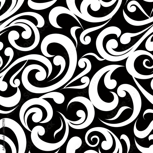 Abstract black and white swirl pattern.