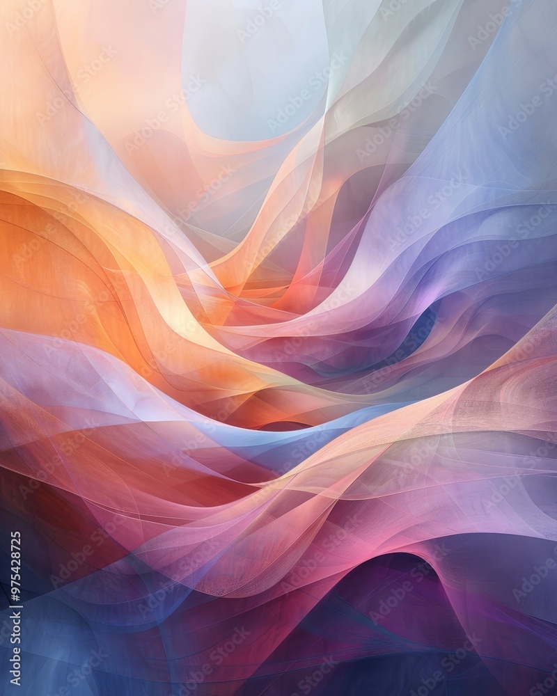 Obraz premium An abstract composition featuring soft, flowing waves of pastel colors blending seamlessly, evoking a sense of tranquility.
