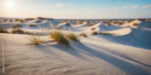 Fototapeta Naklejka Na Ścianę i Meble -  Beautiful white sand dunes on a background of the blue sky.