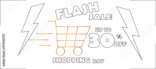 flash sale ,out line ,discount up to 30%,on white background