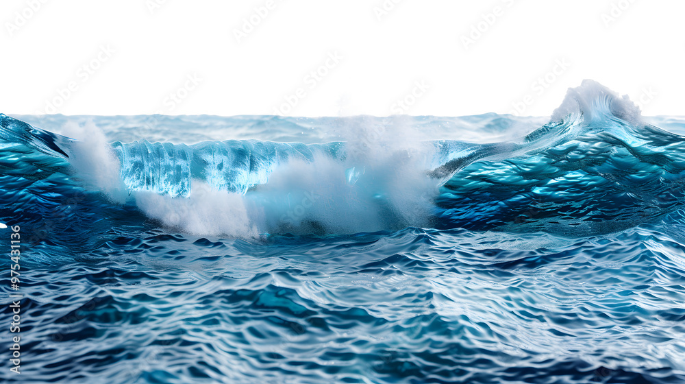 Obraz premium Blue sea wave surface and ripples with isolated on transparent background. PNG file, 3D rendering illustration, Clip art and cut out