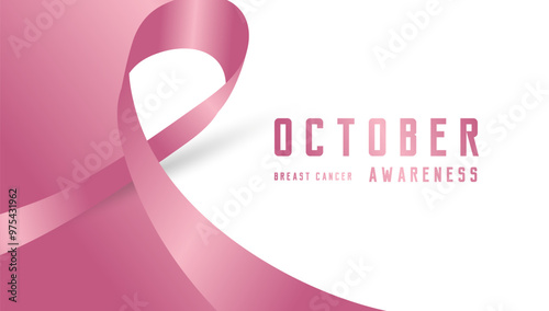 A Pink Heart ribbon with text Breast cancer awareness. Breast Cancer Awareness banners design. Breast cancer pink october ribbon awareness. Pink Ribbon