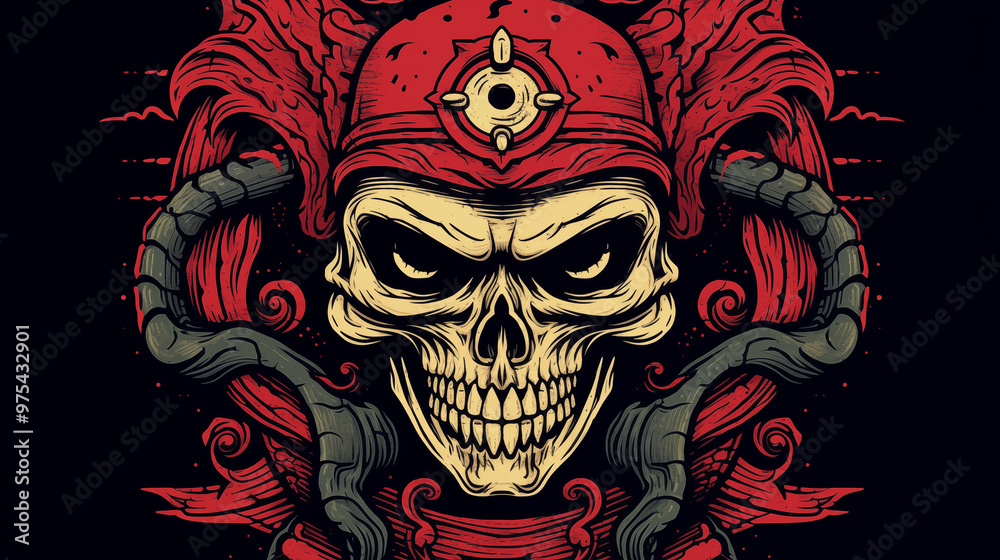 The image of a skull in a bandana The image of a skull in a bandana