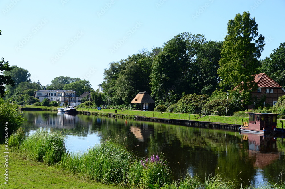 Panorama at the Canal in the Town Bad Bederkesa, Lower Saxony Panorama at the Canal in the Town Bad Bederkesa, Lower Saxony
