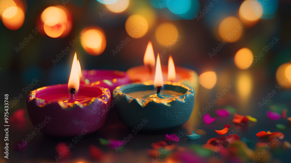 Colorful clay Diwali candles Colorful clay Diwali candles