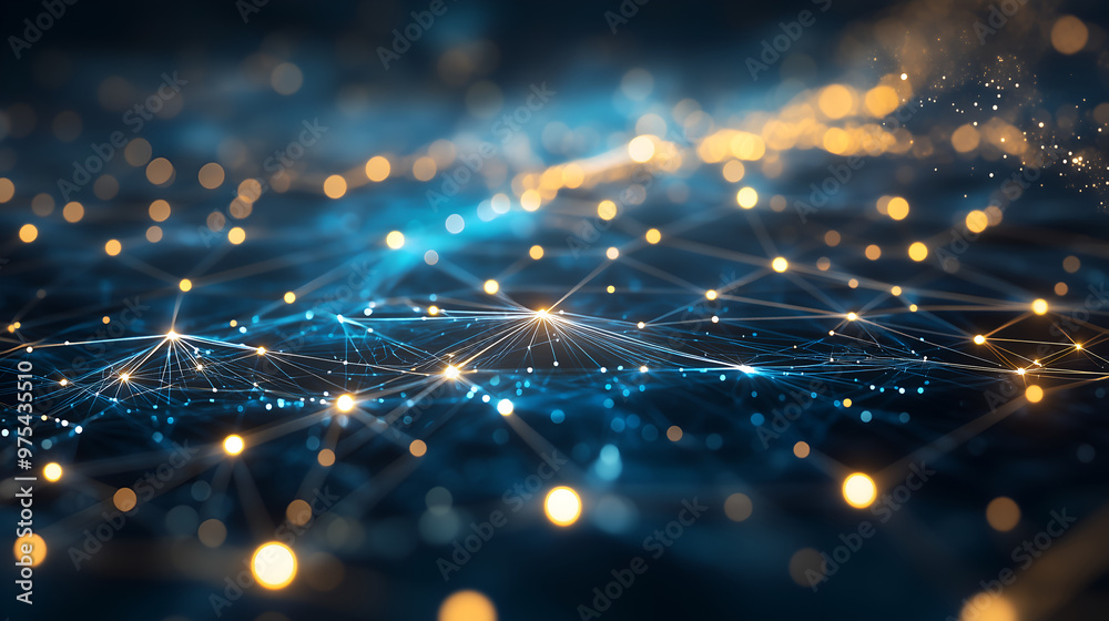 Obraz premium Abstract technology network with glowing