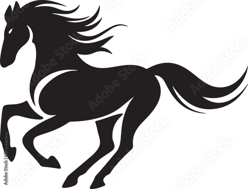 Bold Galloping Horse Silhouette on White Background, Perfect for Branding and Logos, horse icon, horse logo, horse tattoo, horse drawing, horse art