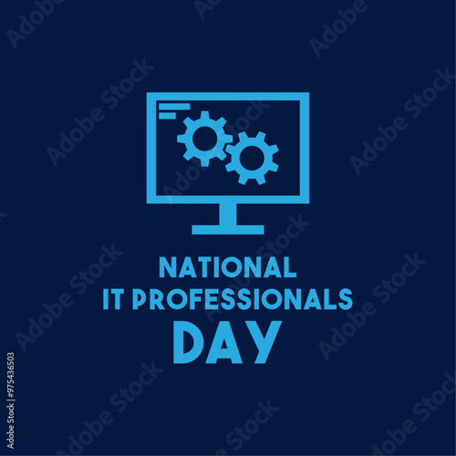 National IT Professionals Day. Flat design vector. Dark blue background.