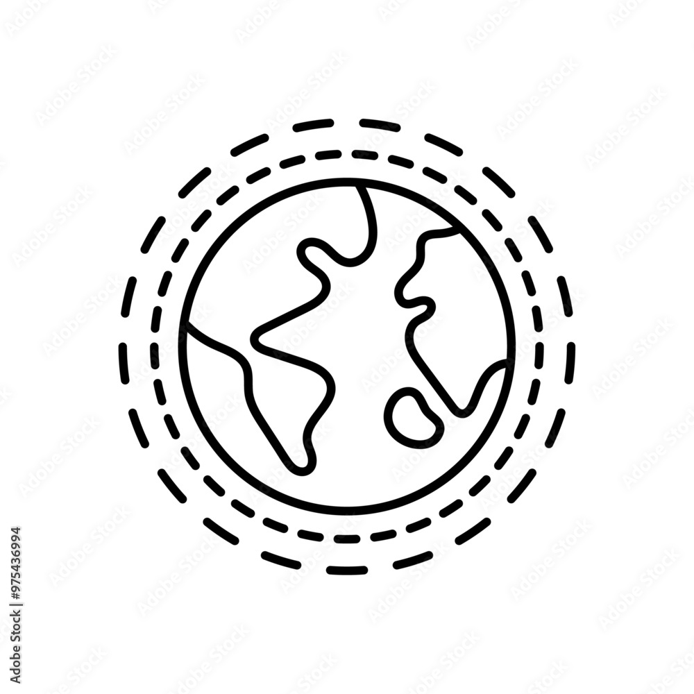 Earth ozone layer line icon on white background. Earth ozone layer line icon on white background.