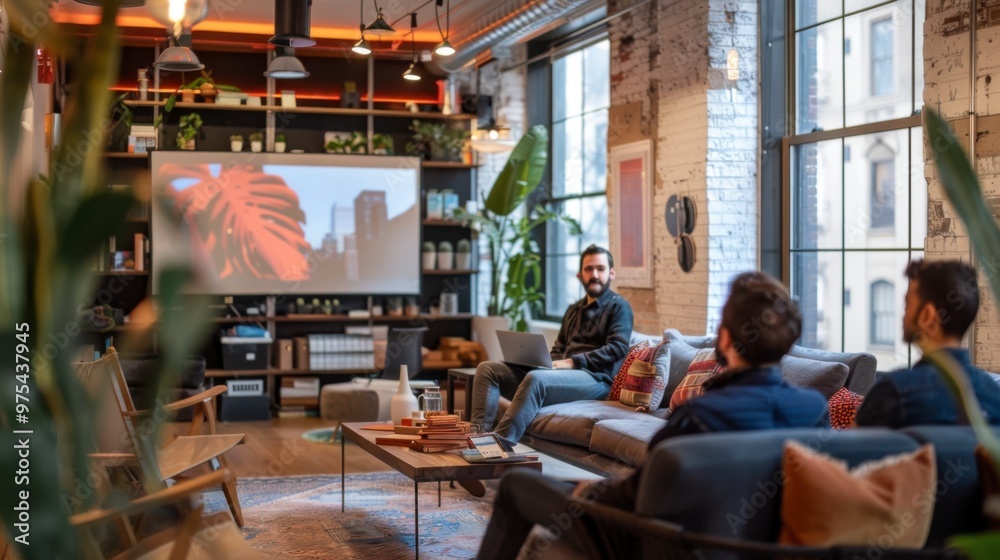 Fototapeta premium Futuristic Tech Startup Presenting Disruptive Business Models to Investors