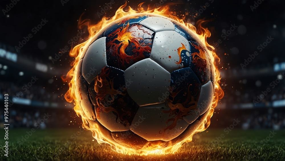 Fototapeta premium soccer ball in fire