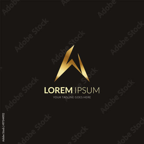 w gold gradient vector letter logo design