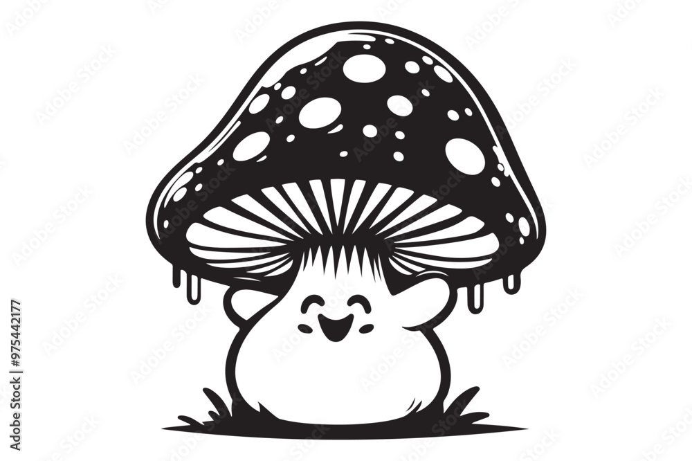 Stylized Mushroom Silhouette Vector Image