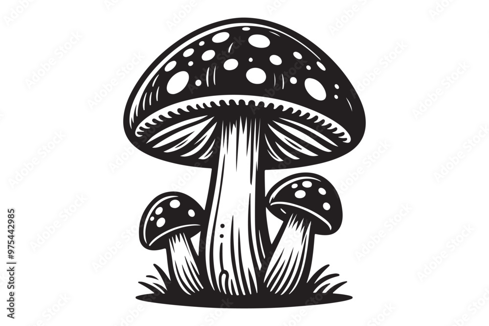 Minimalist Mushroom Silhouette Illustration Minimalist Mushroom Silhouette Illustration