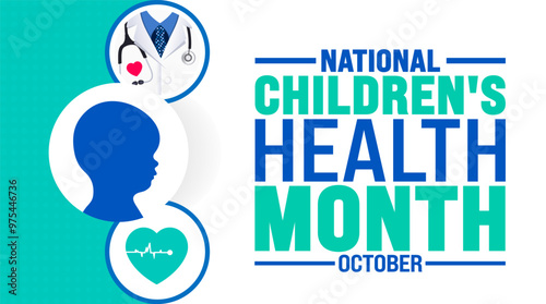 National children's health month background or banner design template is observed every year in October. Holiday concept. Template for card, poster, placard, template. eps 10