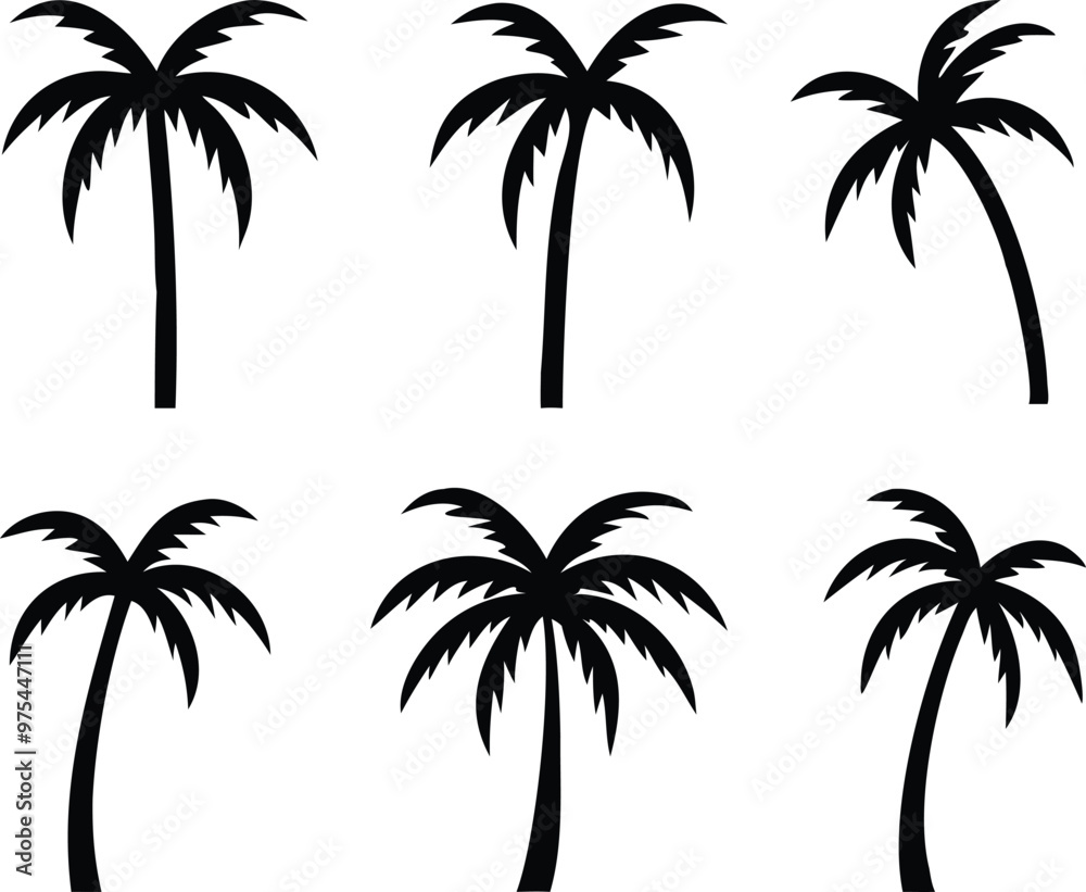 Naklejka premium Palm tree silhouette. palm trees set