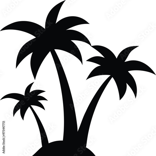 Palm tree silhouette. palm trees set