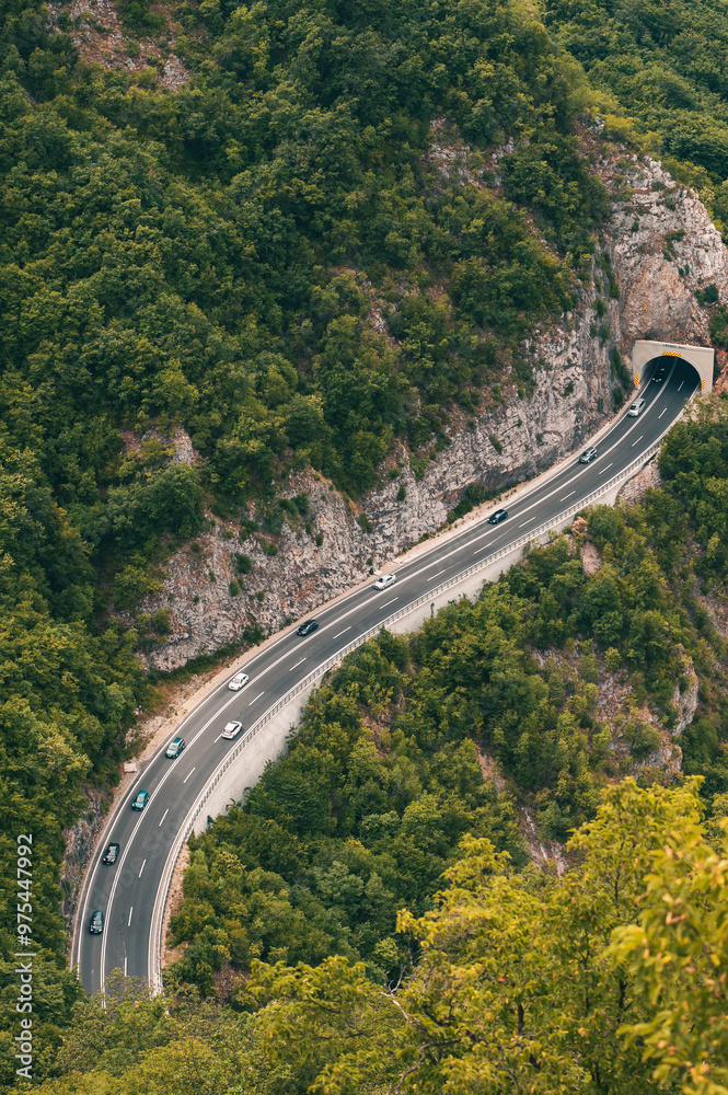 Fototapeta premium View of highway in the mountains during summer