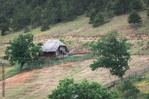 Cottage high in a mountains during summer