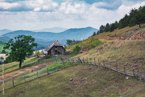 Cottage high in a mountains during summer