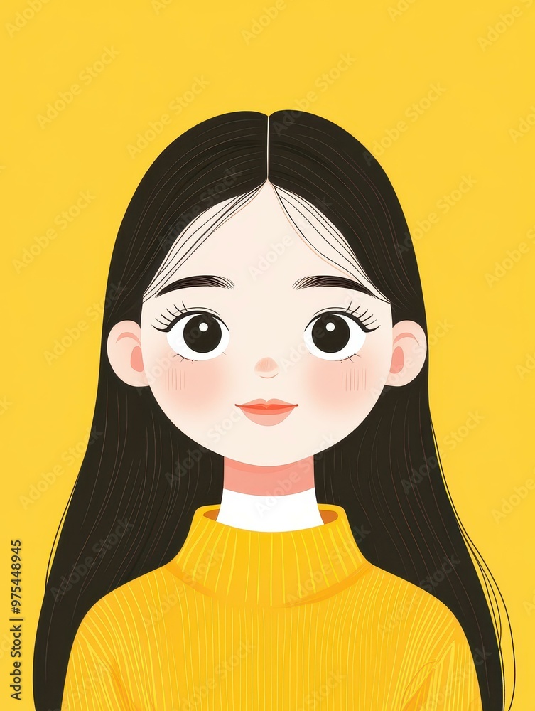Enchanting flat illustration features a cartoon girl, embodying the essence of Chinese minimalism with handpainted textures. Enchanting flat illustration features a cartoon girl, embodying the essence of Chinese minimalism with handpainted textures.