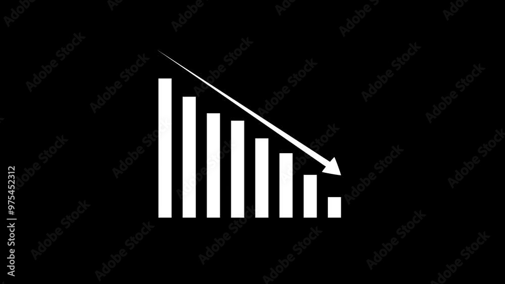 Animated business graph chart with down trend. on black background Animated business graph chart with down trend. on black background