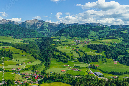 Ausblick auf Oberstaufen-Steibis im deutsch-österreichischen Naturpark Nagelfluhkette im Oberallgäu photo