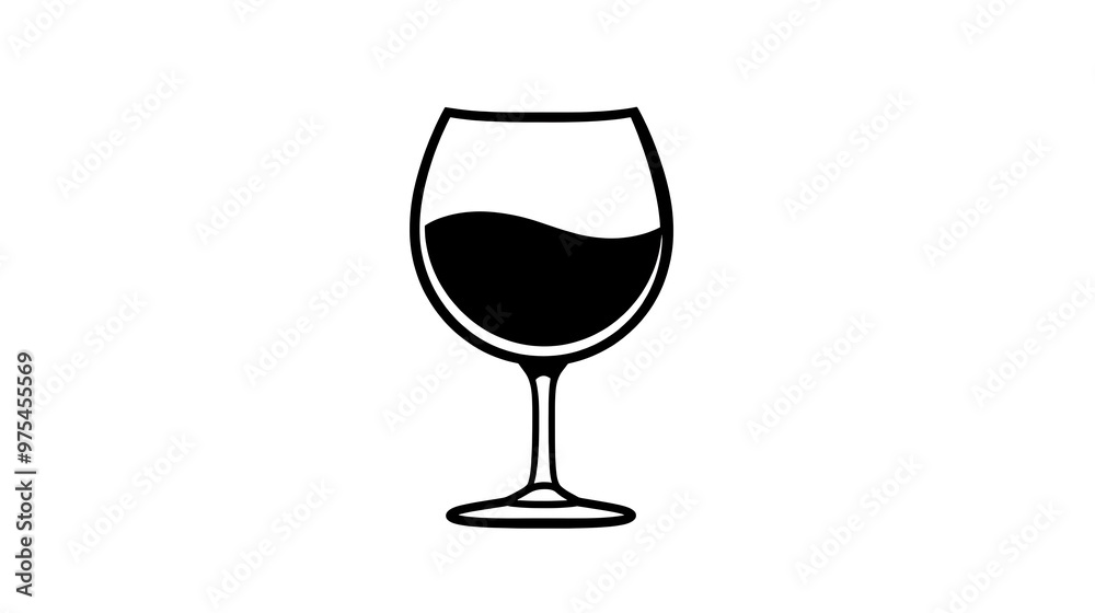 Elegant Vector Wine Glass Logo in Clip Art Sticker Style on Plain Background Elegant Vector Wine Glass Logo in Clip Art Sticker Style on Plain Background