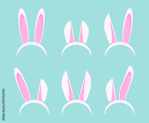 Rabbit ears hat bandana cute cartoon flat illustration clipart 