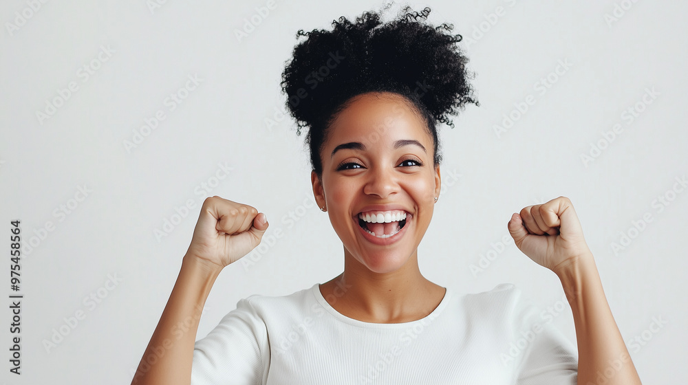 Strong woman flexing muscles confidently Strong woman flexing muscles confidently