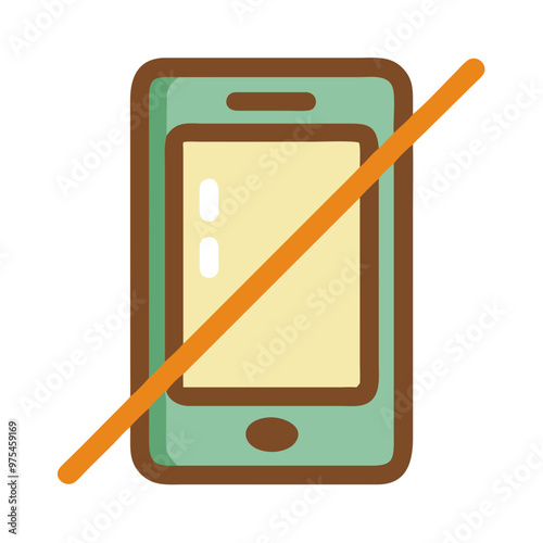 No Phone Zone Icon In Earthy Colors Representing, Digital Detox Theme, 1970s Color Palette, Transparent Background