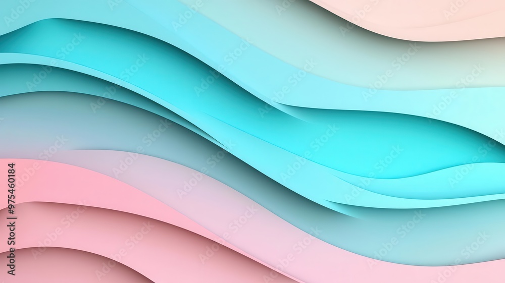 Wavy ripple texture background in soft gradient colors, smooth 3D effect creating movement and depth ripple texture, 3D effect