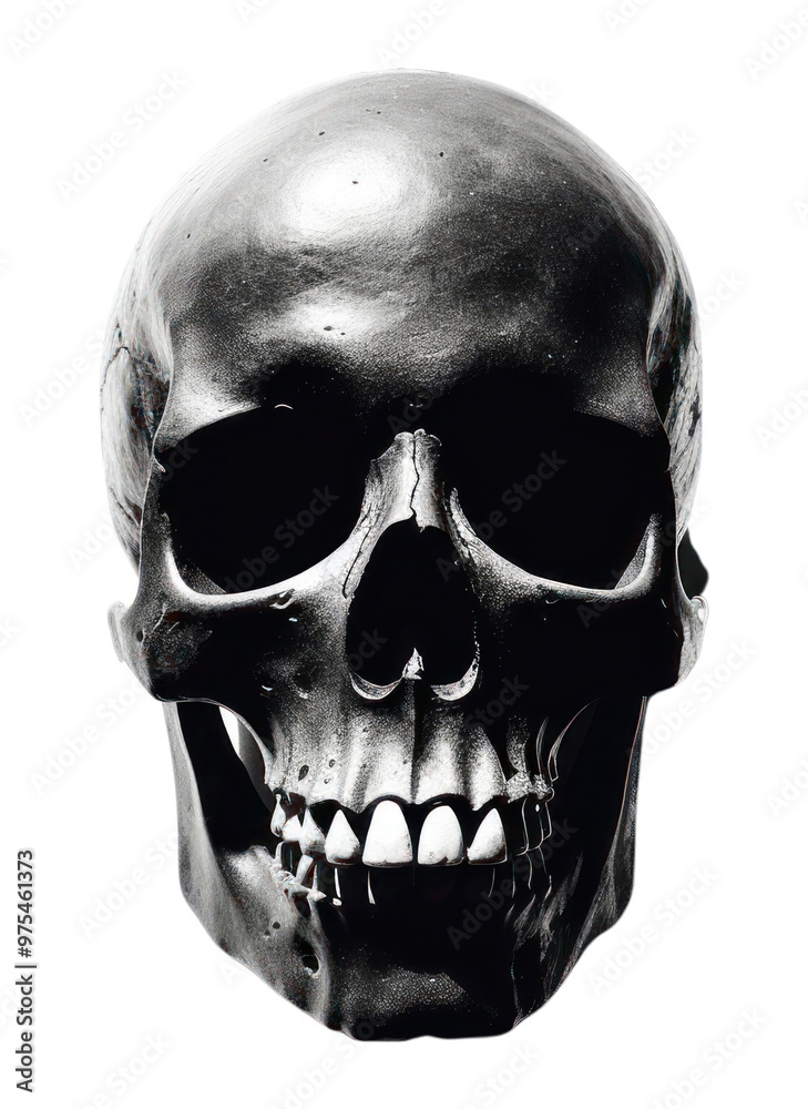 Obraz premium PNG Photography of skull with shadow photography monochrome portrait.